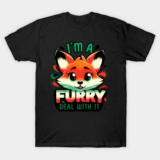 I'm A Furry Deal With It Fun Fox Cute Furry Fursona Fandom T-Shirt